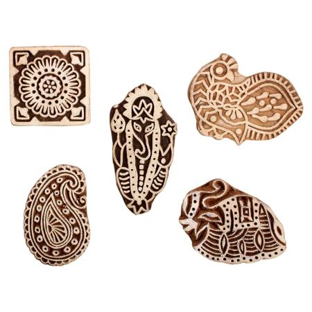 Set of 5 Piece New Mix Wooden Printing Block